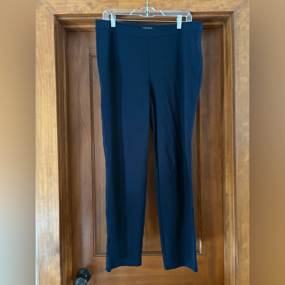 St. John Collection 'Alexa' Stretch Milano Knit ankle Pants Navy Size 12